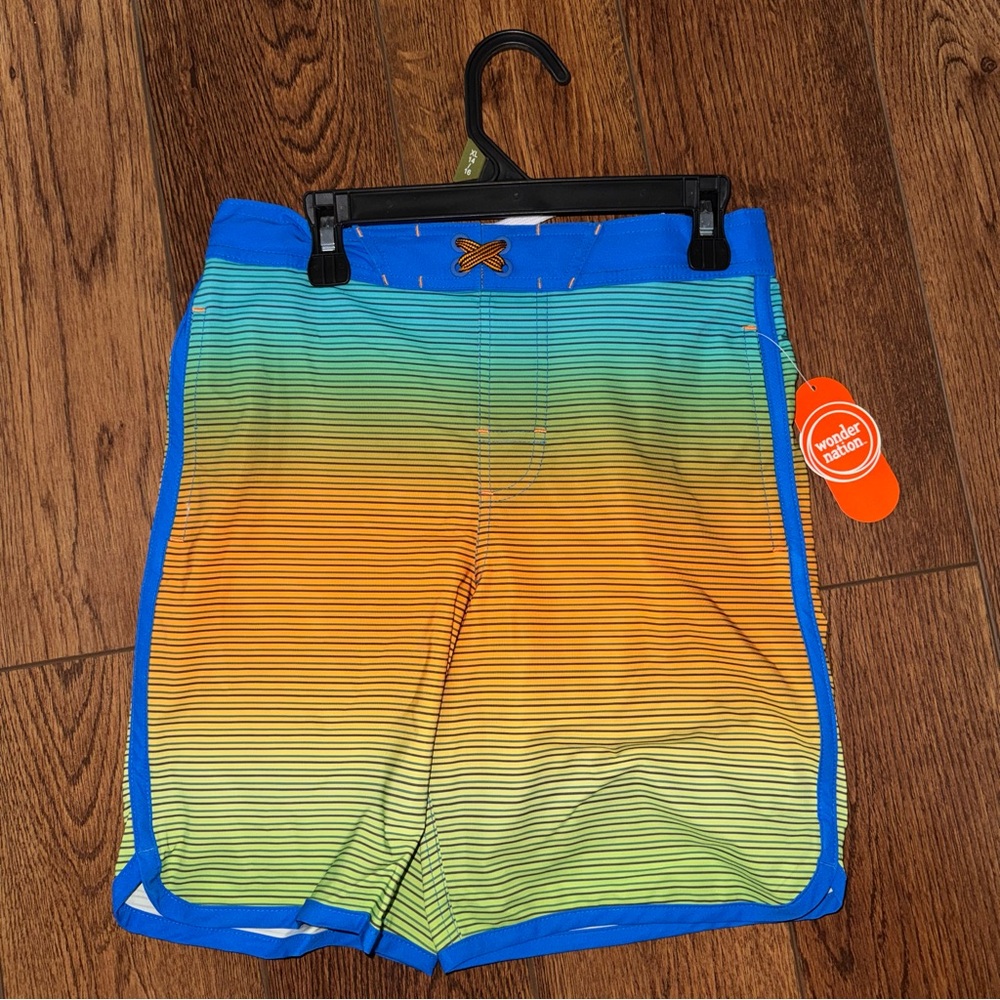 Wonder Nation Kids Swim Trunks - Blue and Orange Gradient